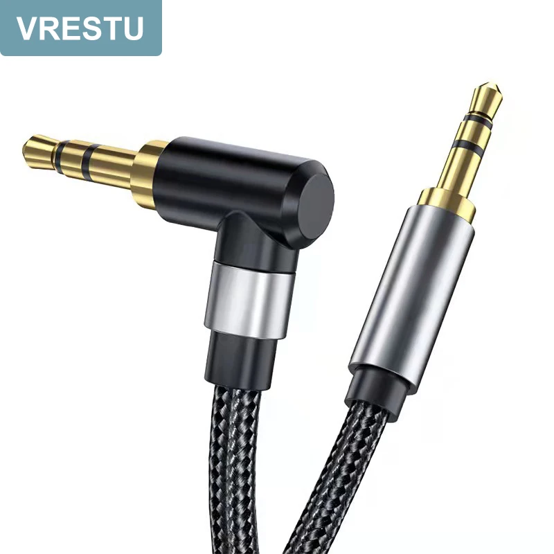 3.5mm Jack Audio Cable dla Xiaomi Smartphone 3.5 z męskiego na męskie Aux 90 w kształcie litery L Cabo na komputer Laptop słuchawki PC Jack 3 5