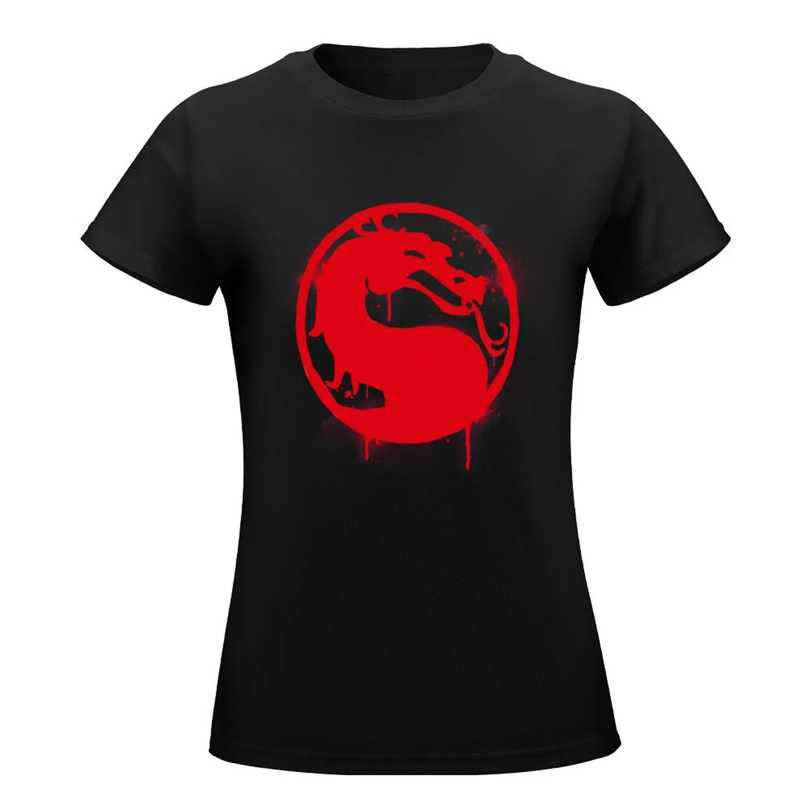 Mortal Kombat Splatter Grafitti Emblem | Mortal Kombat 11 Logo T-Shirt tops cute clothes tshirts for Women