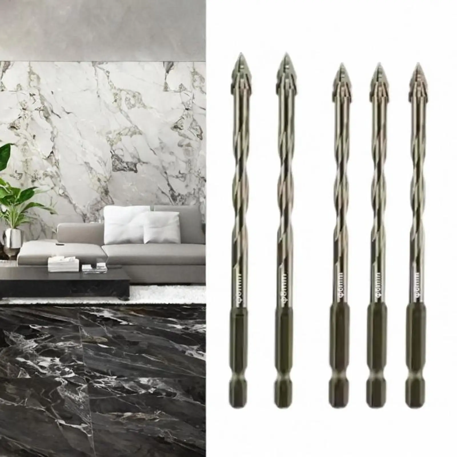 5x Four Flute Sawtooth Eccentric Drill Bits Sturdy for Metal Concrete Tile