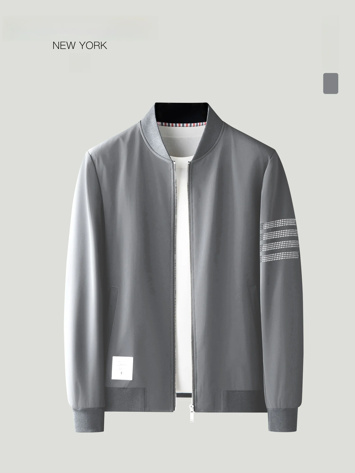 

Мужская ветрозащитная куртка с воротником-стойкой в полоску, новая осенняя коллекция THOM BEAUN, уличная куртка на флисовой подкладке, повседневная, в этническом стиле