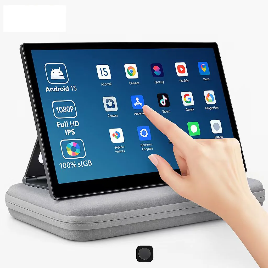 تابلت جديد 21.5 بوصة يعمل بنظام أندرويد 15 فائق النحافة مع حامل وحقيبة قابل للطي وكاميرا 13 ميجابكسل وبطارية 47 وات في الساعة 6G 128G كمبيوتر ذو ذاكرة كبيرة 1920*1080P