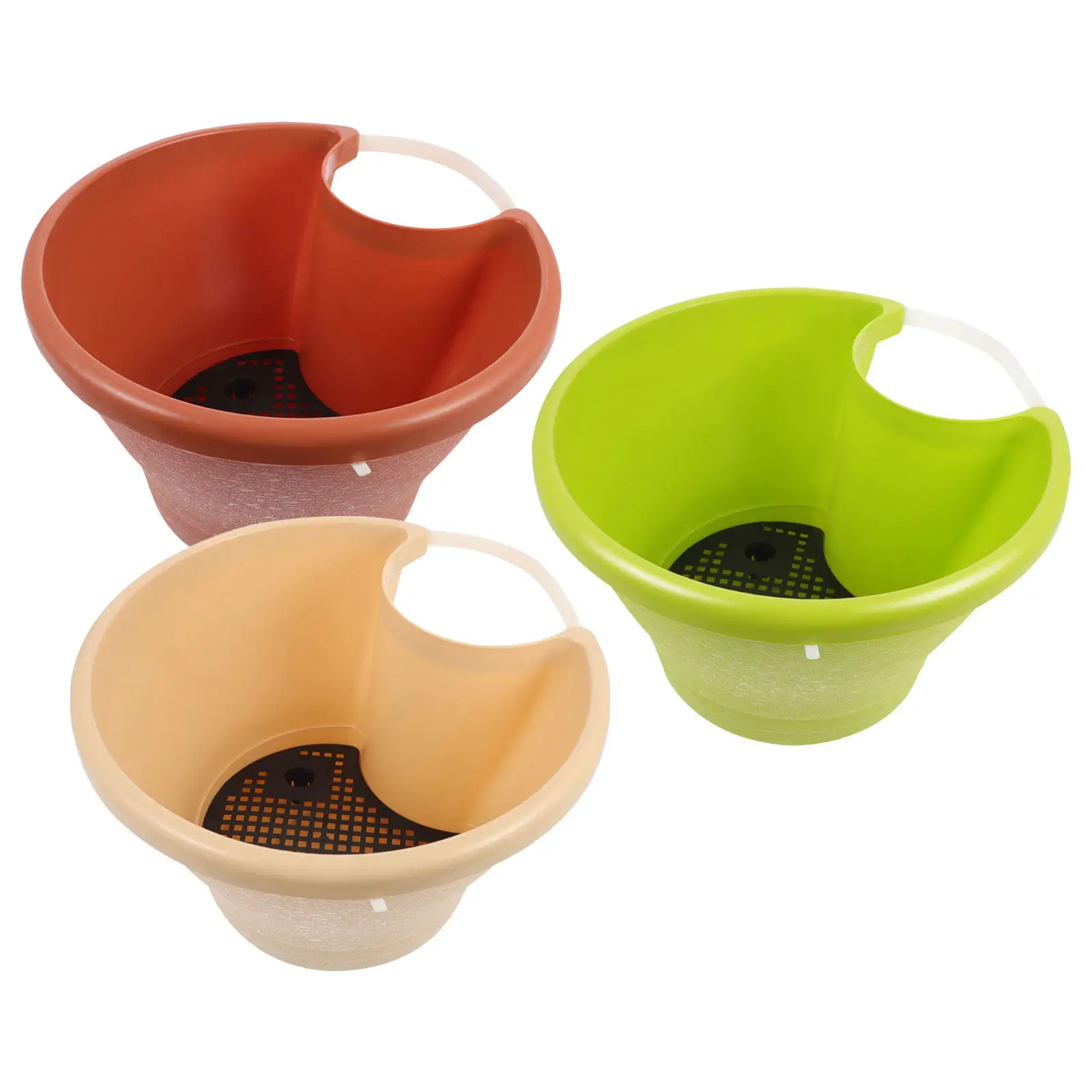 3Pcs Downspout Garden Pots Vertical Pipe Flower Holders No Drilling Outdoor Drainage Planters Strap Hanging Balcony Herb Display