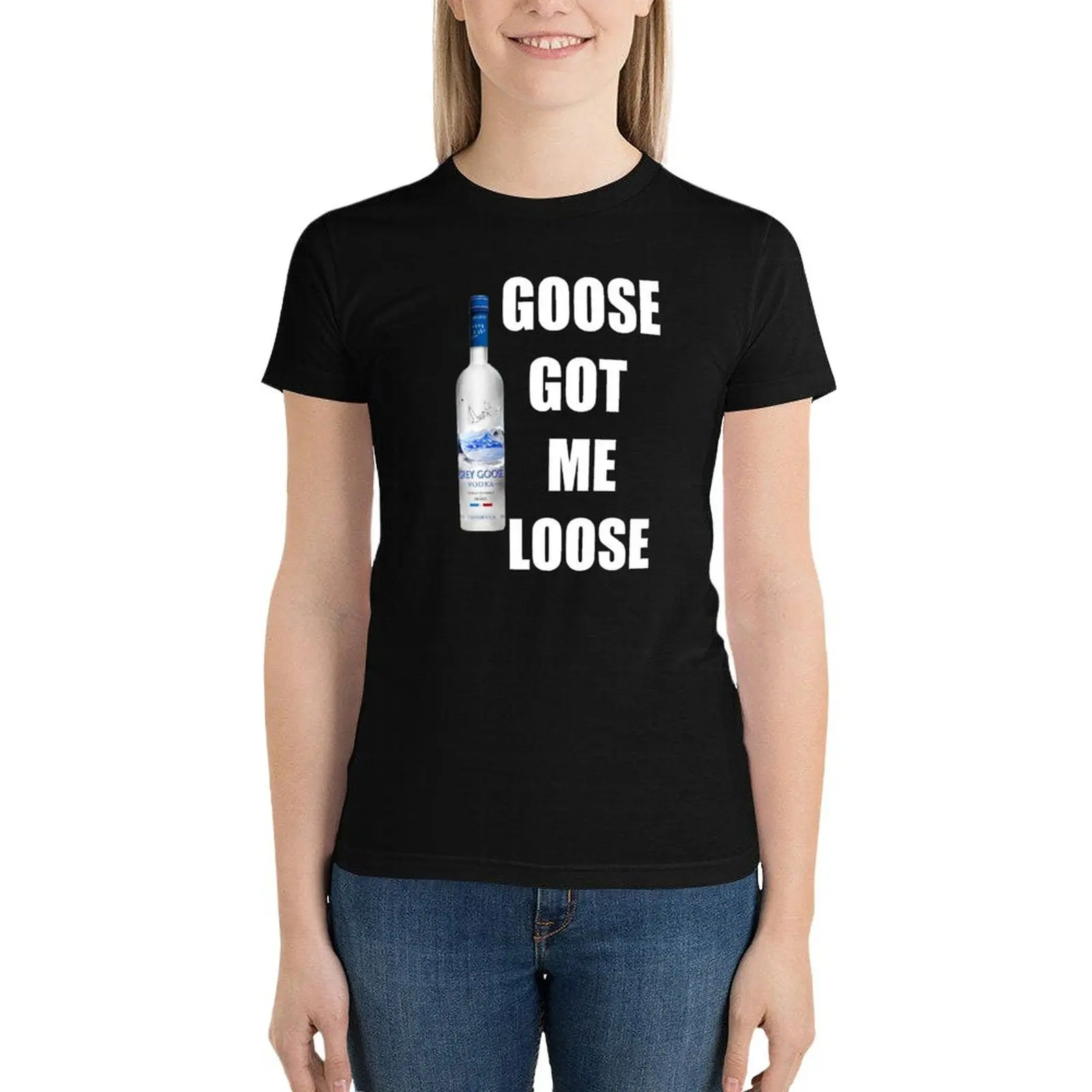 Camiseta holgada de goose got me para mujer, ropa de verano con estampado de animales, tops de verano, camisetas occidentales