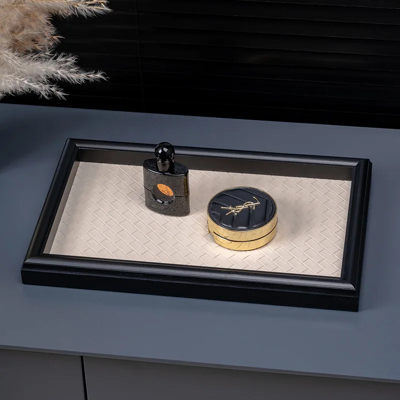 

Современная простая деревянная корзина, кожаный поднос для гостиной, орнамент, поднос для хранения, журнальный столик, настольный прямоугольный поднос для хранения