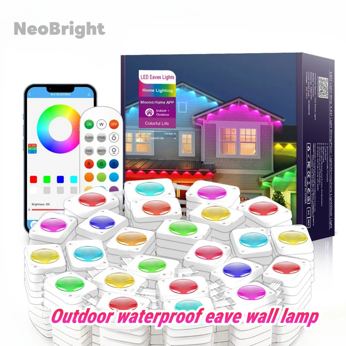

30 м наружные RGB карнизные фонари беспроводной Wi-Fi IP67 водонепроницаемый с умным управлением через приложение удаленный режим сцены «сделай сам» уличный карнизный настенный светильник
