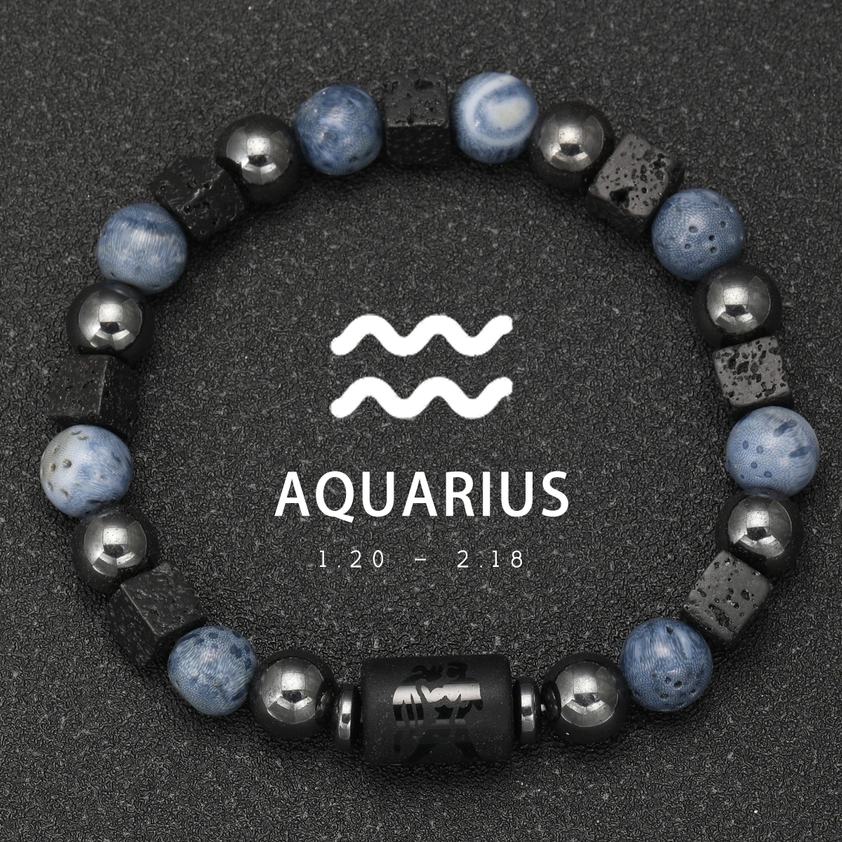 12-Sternbild-Armband aus natürlichen blauen Korallen-Lavasteinen, Steinperlen, für Männer, Paare, Seil, Freundschaft, Sternzeichen