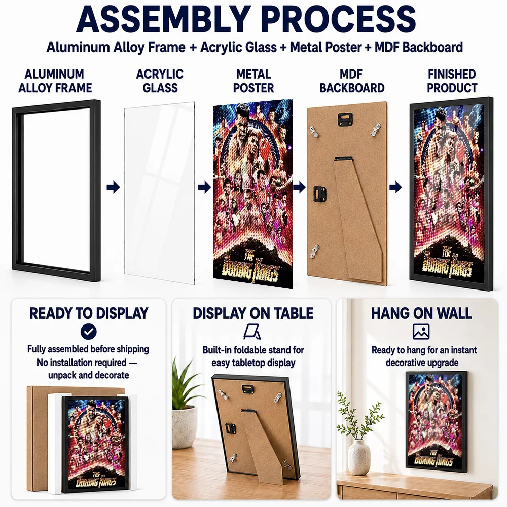 Boxing Kings Metal Poster With Aluminum Alloy Frame Customized Photo Bold Champion Style Wall Art For Bedroom Memorable Fan Gift