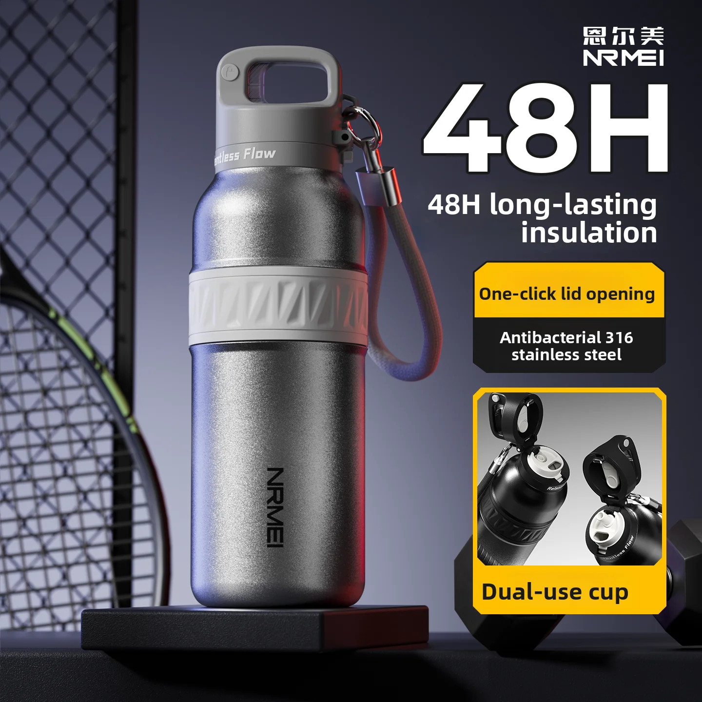 

Large Capaci Portable Outdoor Stainl Steel 36 Insulated Mug Big Size Water Bottle Travel Thermos Metal Drinkware