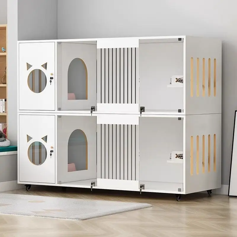All in one multi-storey commercial cabinet space cat cage household pet wooden indoor cattery cat house cat villa warmth