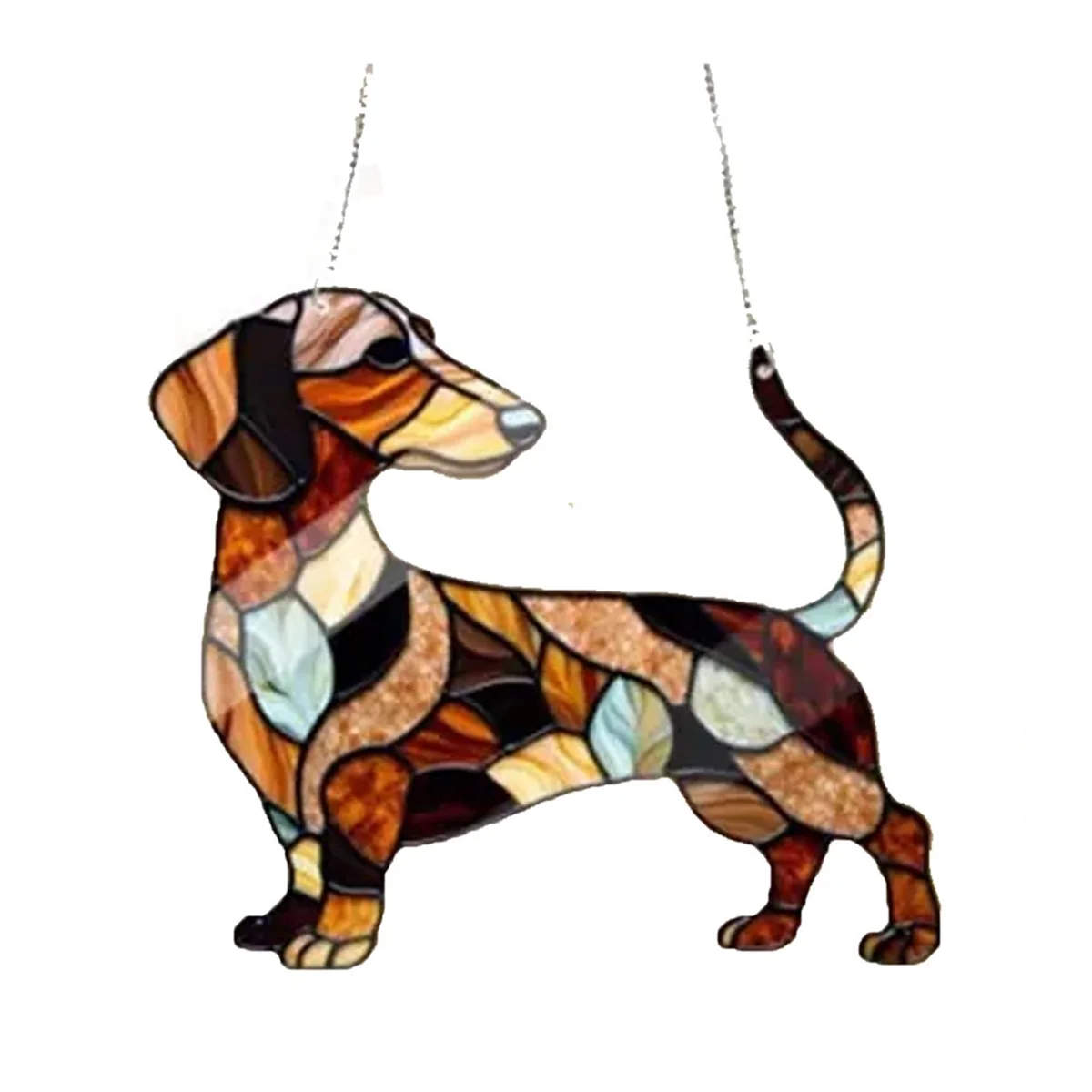 Dachshund Window Hanging Suncatcher Sun Catchers Indoor Outdoor Window Dachshund Dog Stain Glass Window Ornament 9CM