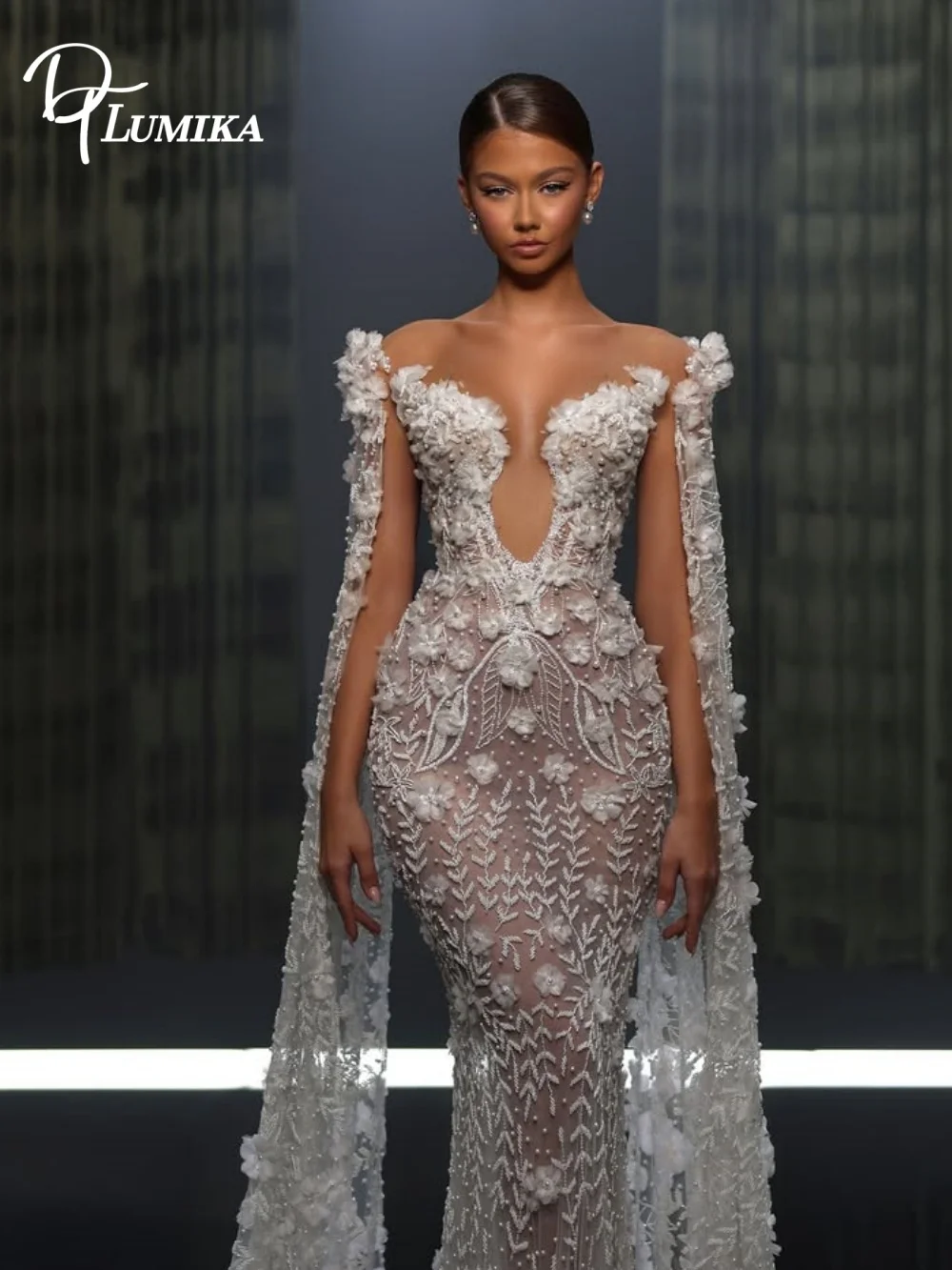 Exquisite Off The Shoulder Wedding Dress 2027 Deep V 3D Floral Appliques Beaded Runway Bridal Gown Customized Vestidos De Novia