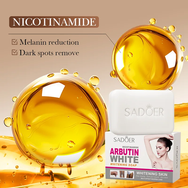 SADOER Niacinamide Arbutin Facial Soap Moisturizing Brightening Deep Cleansing Body Face Wash Foam Facial Cleanser Handmade Soap