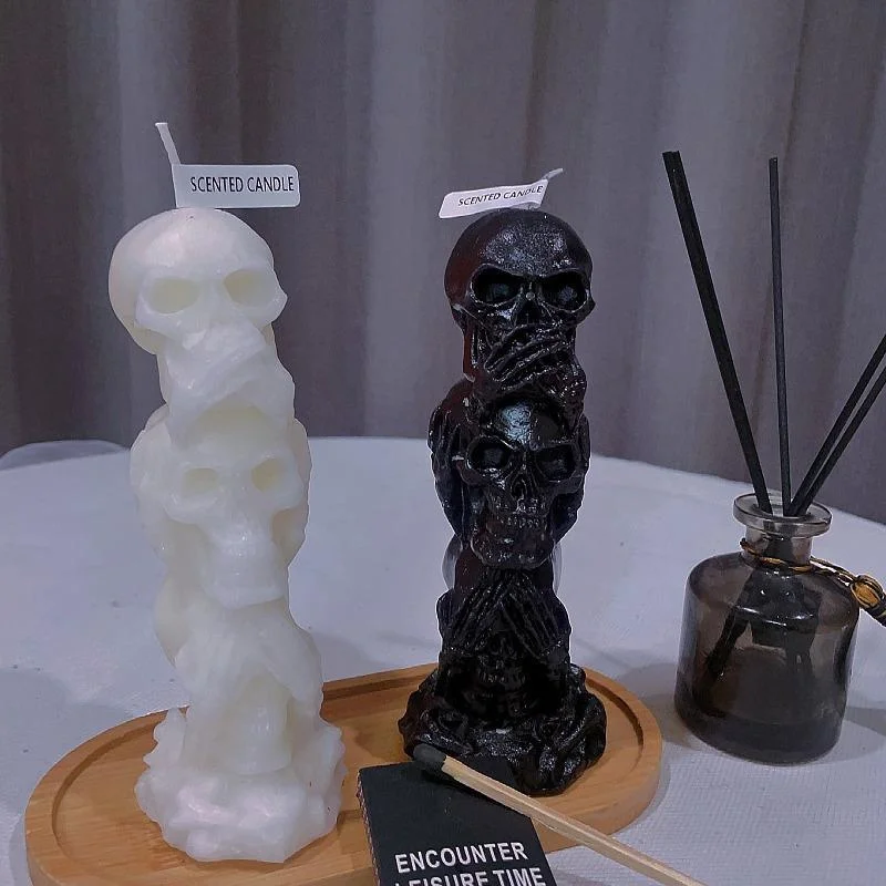 قالب شمع جمجمة رعب مصنوع يدويًا ، سهل الاستخدام ، ديكور حفلة عيد الهالوين ، علاج عطري منزلي ، رأس شبح
