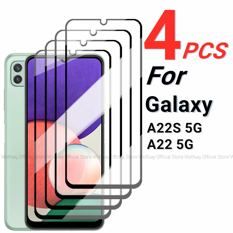 2/4PCS Tempered Glass For Samsung Galaxy A22S 5G Screen Protector Samsung Galaxy A22S A22 5G Full Glue Cover Phone Glass Film