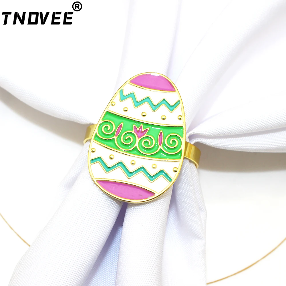 4Pcs New Easter Eggs Napkin Rings Easter Napkin Ring Holder for Spring Dinner Party Table Settings ERH216