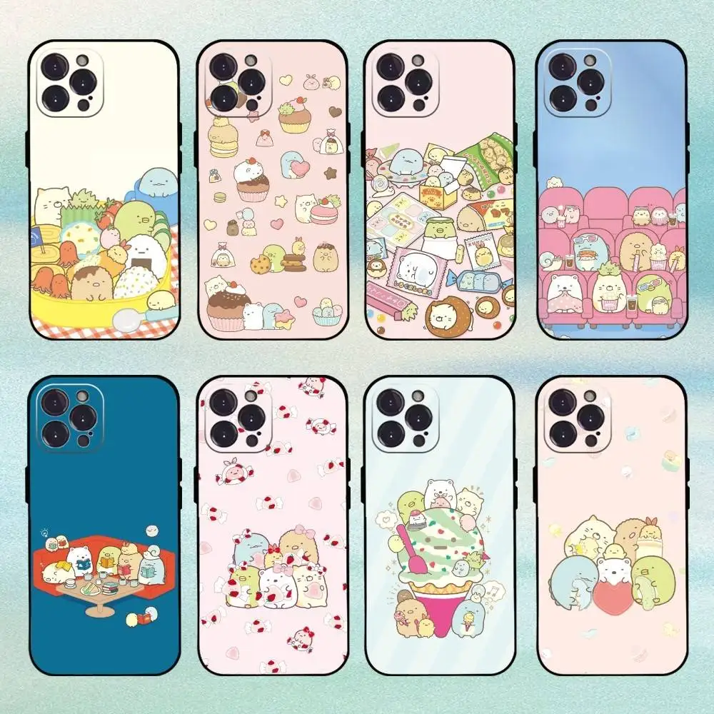 

S-Sumikko Anime G-Gurashi Phone Case For iPhone 16 15 14 13 12 11 Pro Max Plus,5G Soft Black Case
