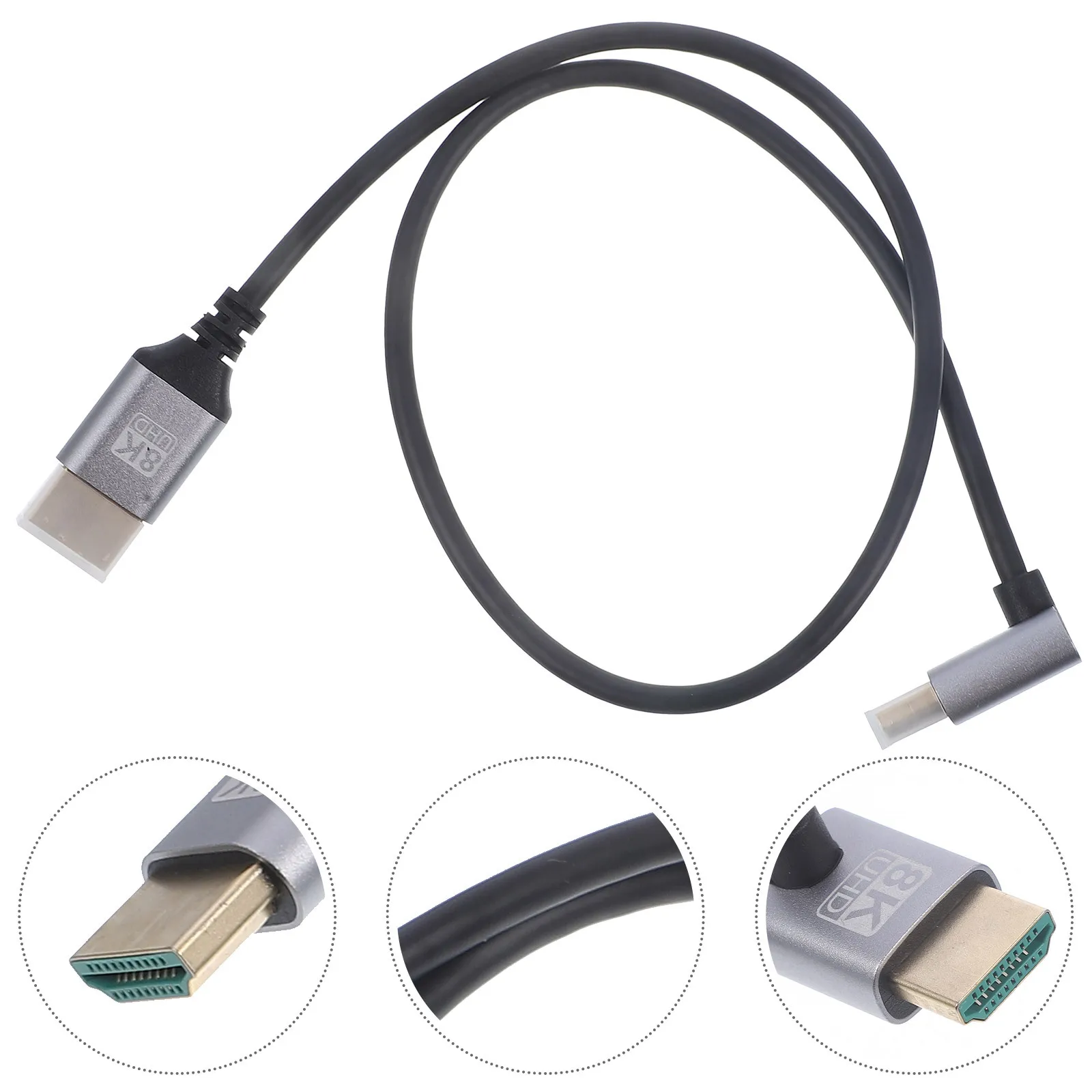 

8K Video Cable 0.5M Angled 2.1 Male To Male Cord For Monitor Pc Projector Connector Durable Aluminum Alloy Support High