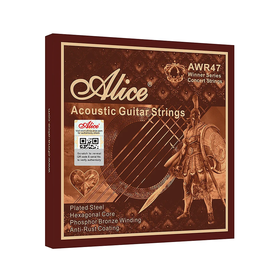 

Alice AWR47 Acoustic Guitar Strings Hexagonal Core Phosphor Bronze Winding Anti-Rust Coating 11-52/12-53 For Acoustic Guitar
