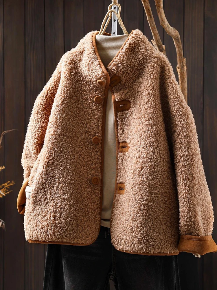 

Women Long Sleeve Casual Coats New Arrival 2025 Winter Simple Style Stand Collar Solid Color Female Thick Warm Jackets M2116