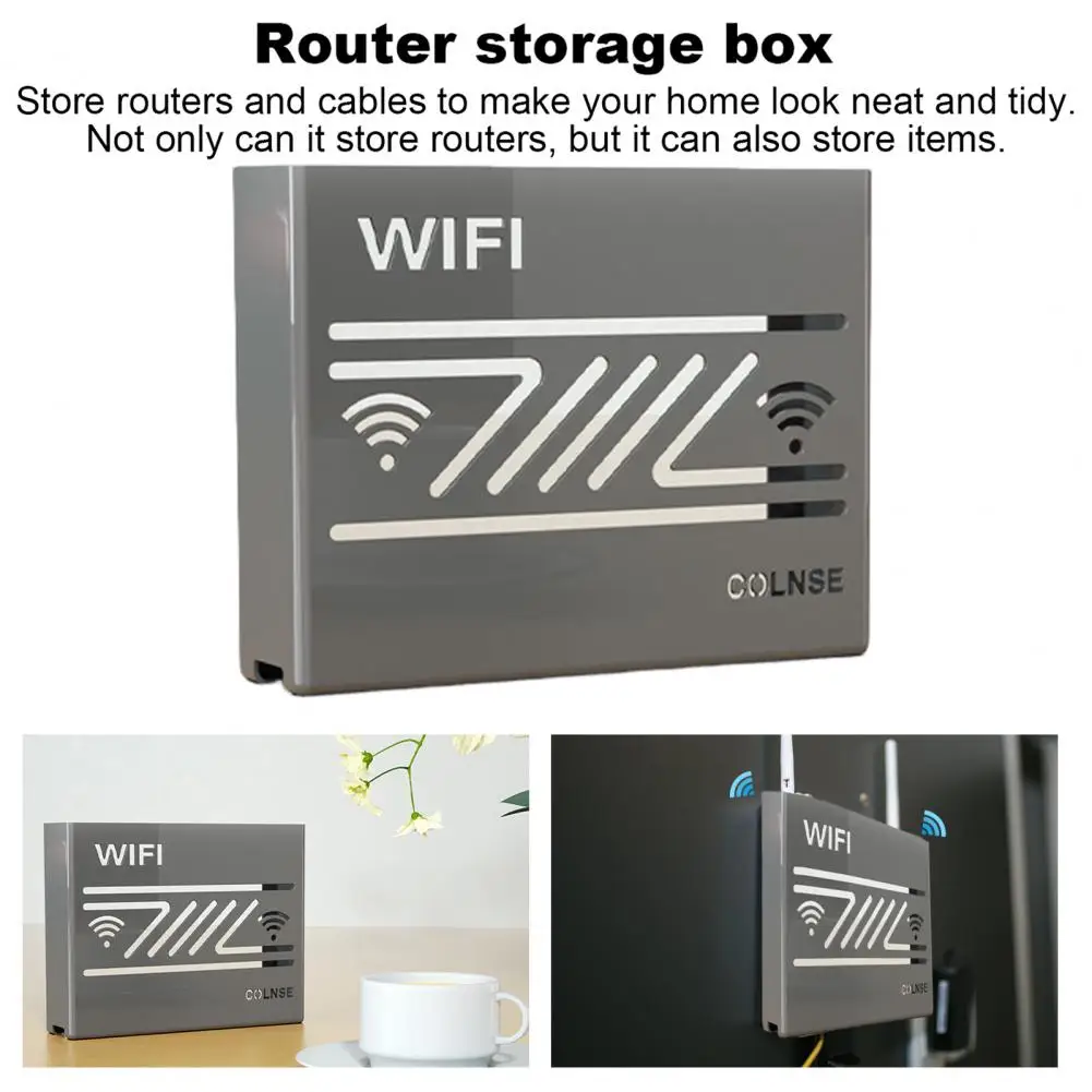 

Router Storage Box Hollow Router Box Modern Wall Mount Wifi Router Box Stylish Heat Dissipation Multi-functional Tv for Home