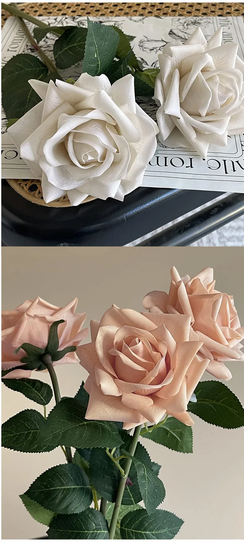 5 Stück/Set Hochwertige Herbst-Kunstrosen mit Echtem Touch für Hochzeitsdekoration, Brautstrauß, Party, Feuchtigkeitsspendende Rosenblumen – Detail 10
