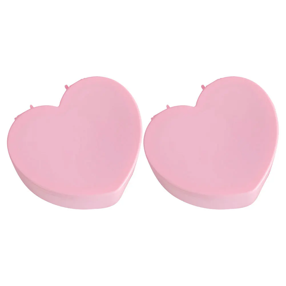 

2Pcs Pink Heart Jewelry Box for Double Tier Design with Makeup Mirror Compact Travel Jewelry Organizer for Teens