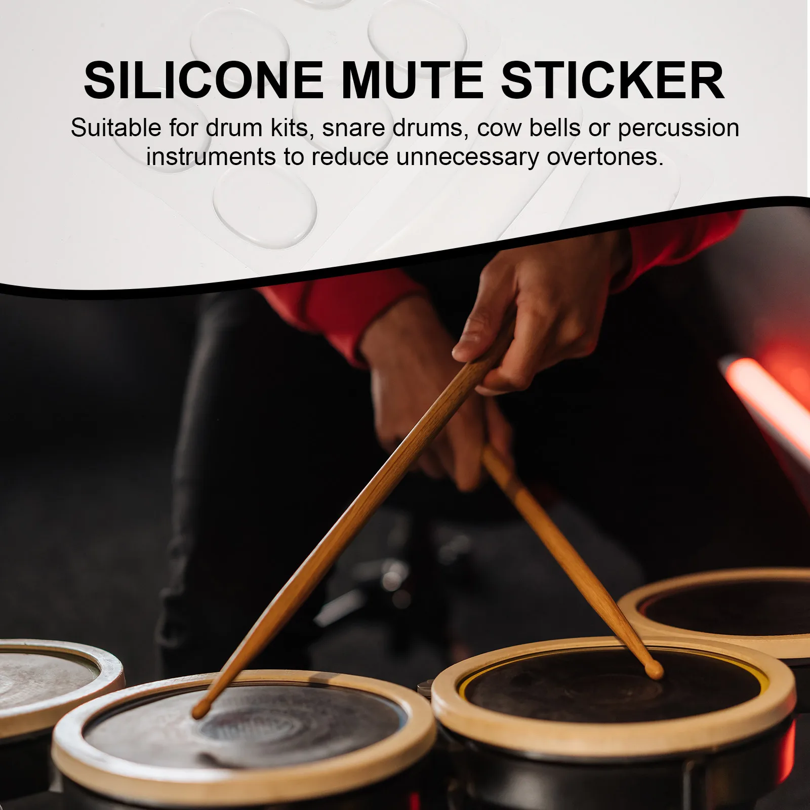 

16 PCS Drum Mute Mat Silent Patch Set Damping Dampening Pads for Drums Tone Control