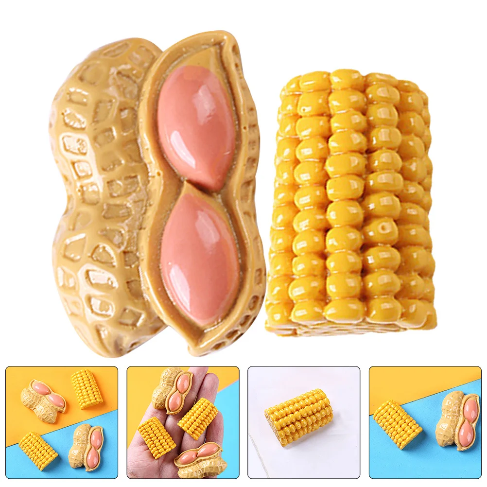 

1Set Mini Corn Peanut Simulation Resin Craft High Detail Mini House Food Decor Micro Landscape Realistic Fake Corn Peanut