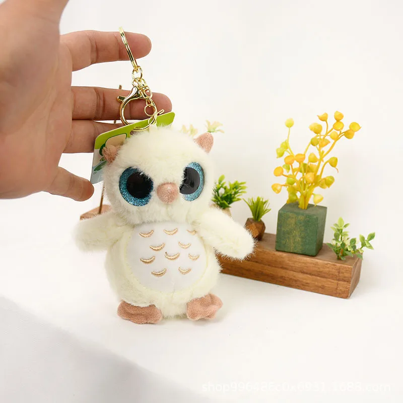 Big Eyes Owl Plush Toy Keychain para Crianças, Simulação De Desenhos Animados, Pingente De Mochila, Bonito, Melhor Presente De Aniversário, Novo