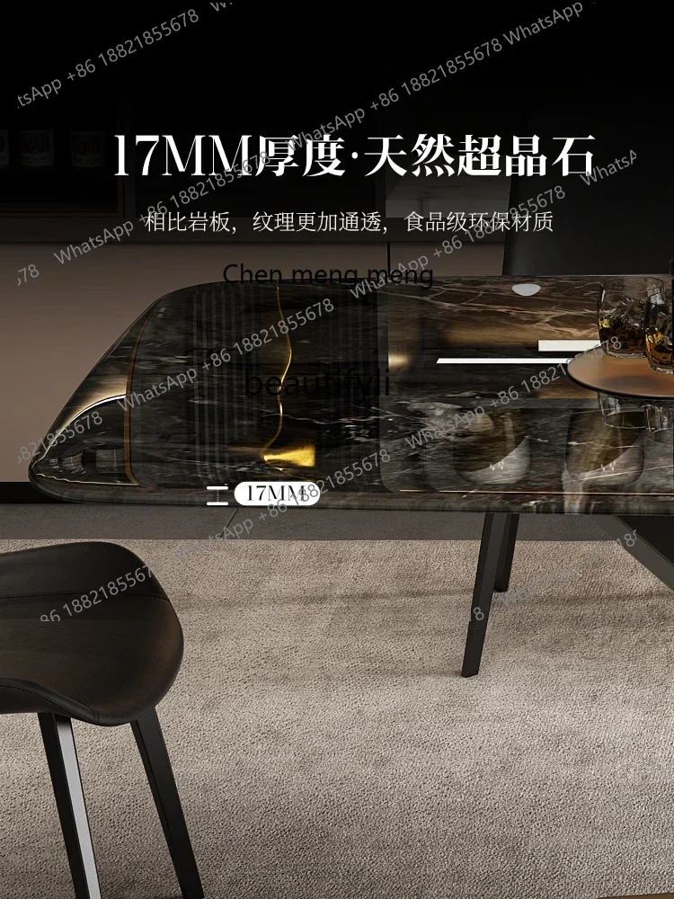 ss7304 ダイニングテーブルと椅子 ライトラグジュアリー 長方形 大理石天板 モダン シンプル スーパークリスタルストーン 高級スレートダイニングテーブル
