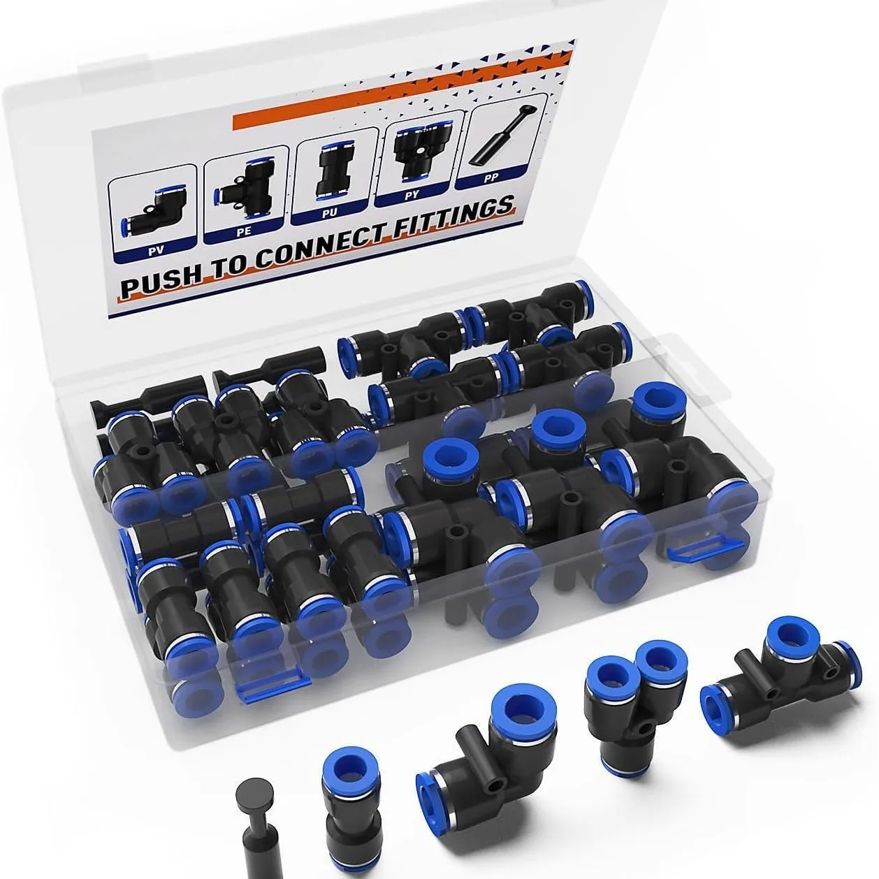 25/60pcs Quick Connect Push-On Air Hose Fitting Set for Air Tools for Rapid Connection Kit