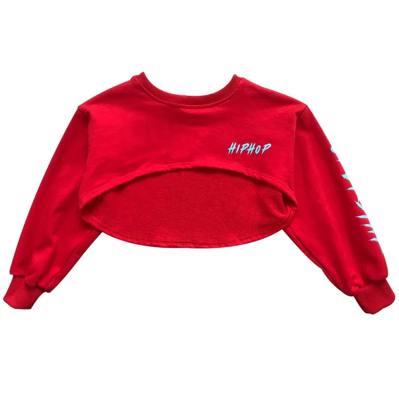 Costume de danse de rue moderne pour filles, vêtements de salle de Rhjazz, vêtements Rave Hip Hop, pantalons décontractés en Y rouges pour enfants