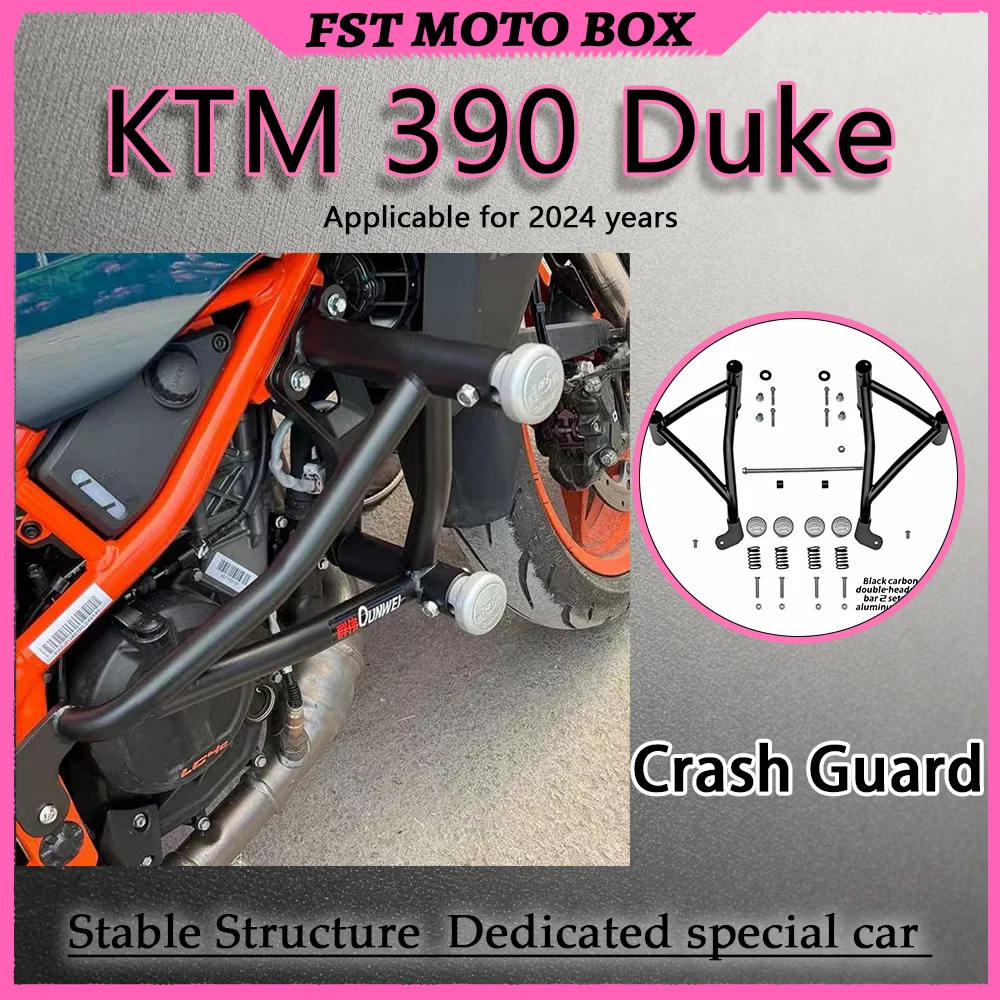 FOR 2024 KTM390 Duke Crash Bar Dual-Tube Full-Wrap Thickened Seamless Steel Pipe Split-Type Anti-Fall Bumper for Enhanced Safety
