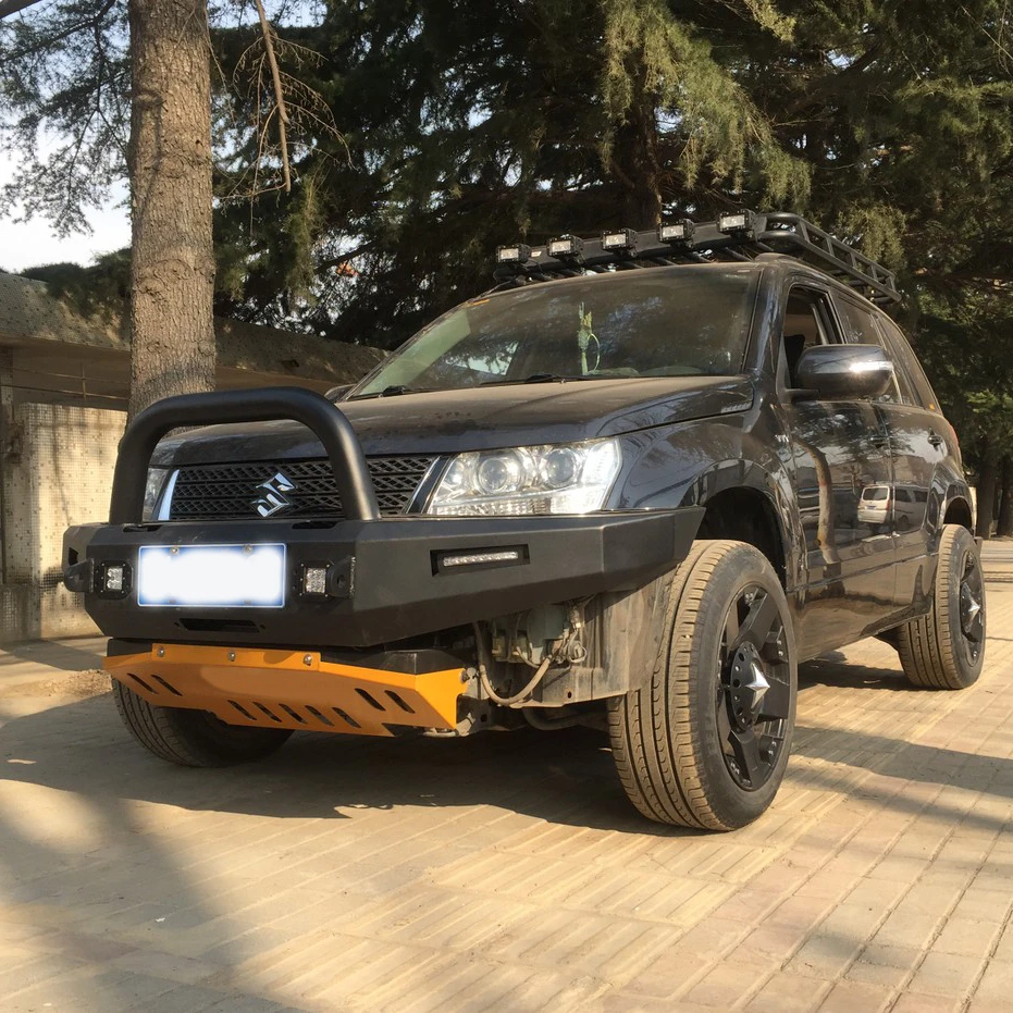 Car Front Bumper, for Suzuki Grand Vitara SUV, 4x4 Heavy Duty Steel Bull Bar, with Winch Mount Plate, Off-Road Safari Armor