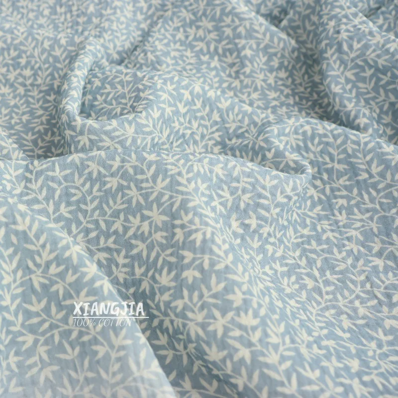 135x50cm Soft Willow Leaf White Shadow Baby Cotton Double Layer Gauze Warm Crepe Fabric Children's Pajamas Sewing Cloth view 5