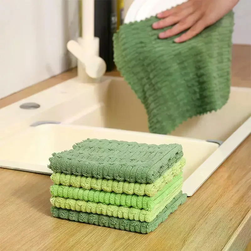 Microfiber Dish Cloths Multi Purpose Dishwashing Towels For Tableware Double Sided Cleaning Rags Tool Kitchen Accessories 10pcs