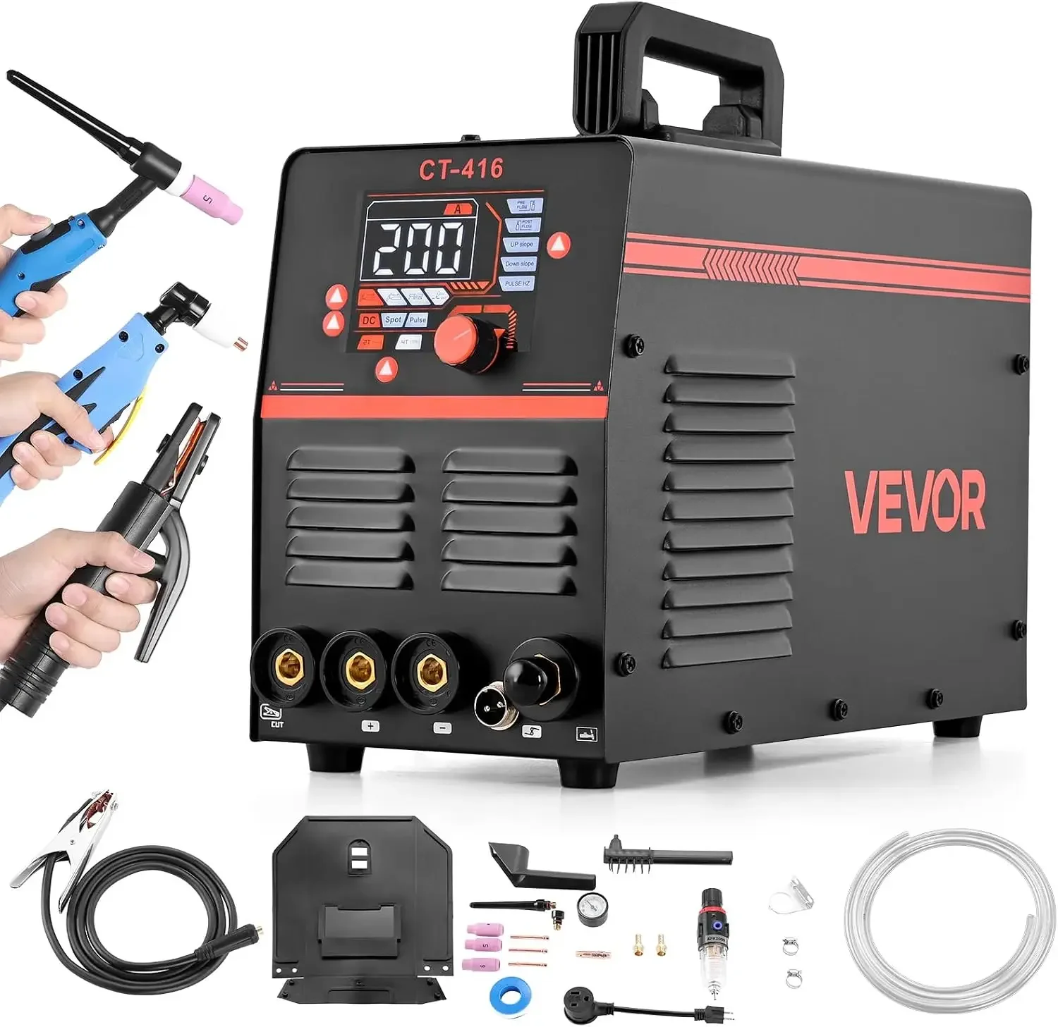 3-in-1 Plasma Cutter Welder Combo - CUT/TIG/MMA, 50A Plasma Cutting Machine & 200A TIG Stick Welder, Digital 110/220V Dual Volta