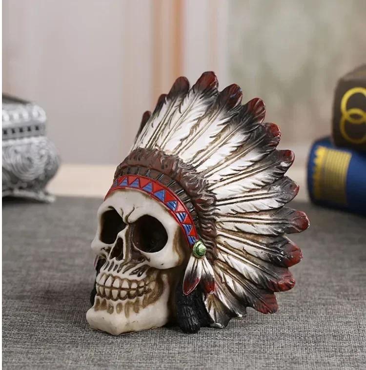 Horror skull Figurine Room decor ancient Roman warrior skull resin statue home decor bar KTV prop Ornaments Halloween decoration