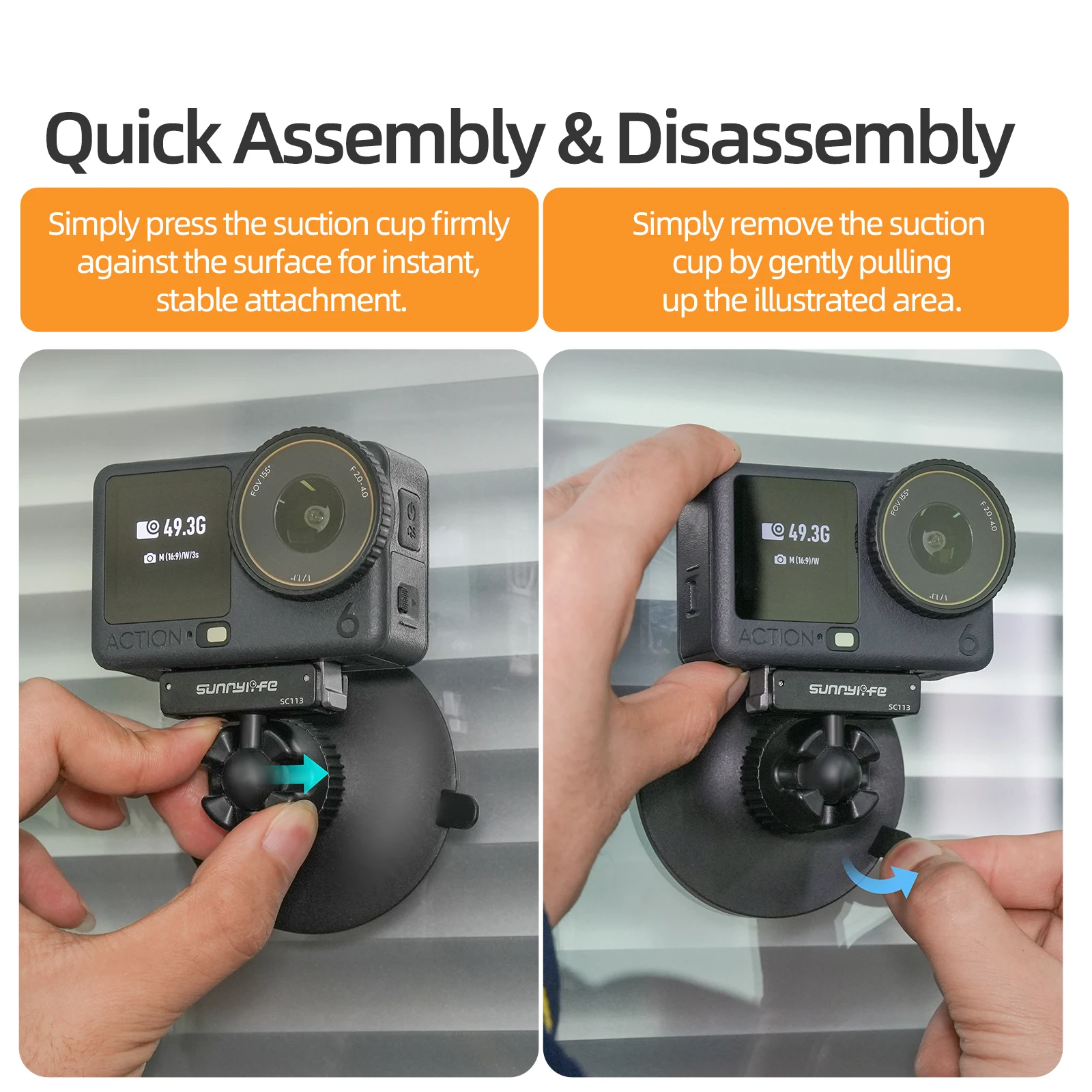 Quick Release Bidirectional Magnetic Attraction Bracket For DJI Osmo Nano/Action 6 Camera Accessory Ball Head Suction Cup Holder