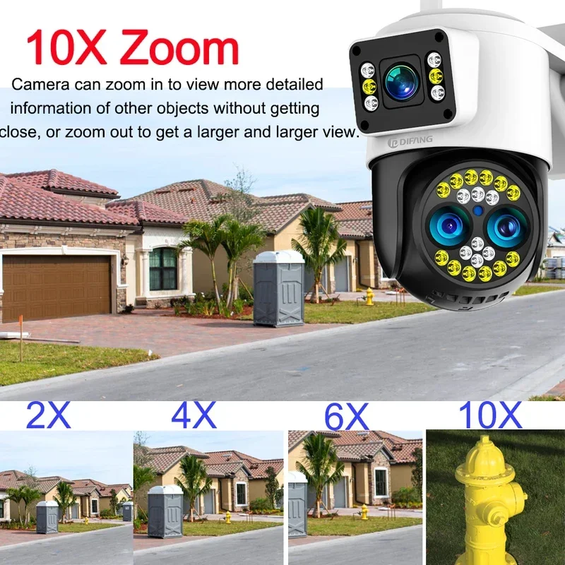 Yoosee Three Screen WiFi Surveillance Camera Outdoor Three Lens Dual Screen 4k 8MP Waterproof Home Security Camera CCTV 10X Zoom