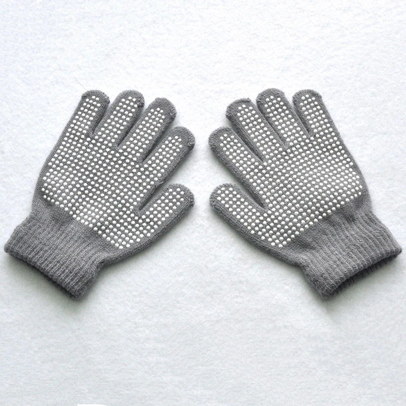 New 5-11Y Children Full Finger Anti Slip Winter Knitted Warm Gloves For Boys Girls Student Mittens Outdoor Cycling Skiing Gloves