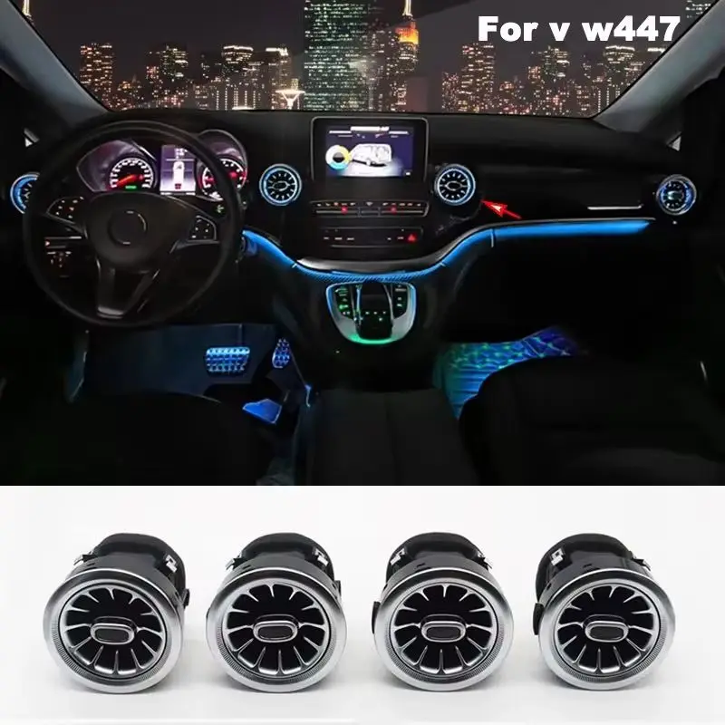

Для Mercedes Benz V Class W447 V250 V260 Кондиционер Вентиляционное отверстие окружающего света Светодиодная лампа Передняя и задняя насадка для выпуска воздуха переменного тока Турбина