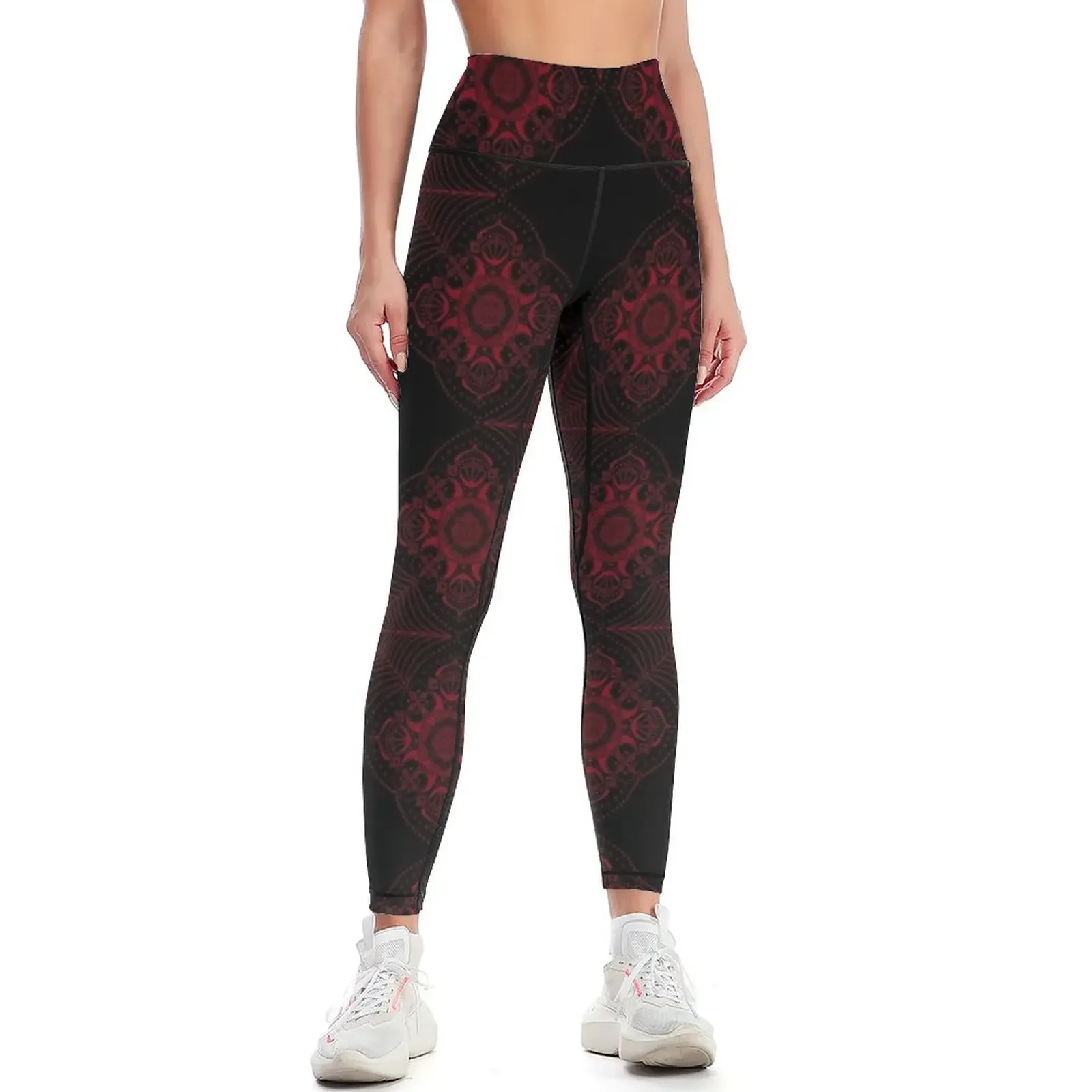 

(Larger) Red Webs Leggings push up tights for sportswear gym sports for push up sports tennis for Womens Leggings