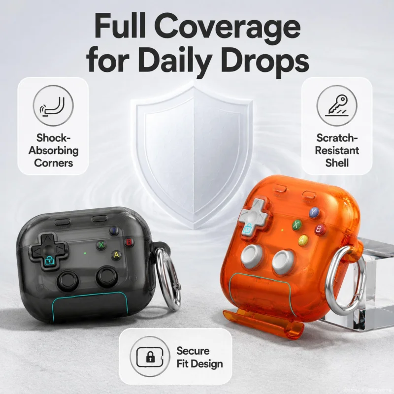 Game Console Soft Case for AirPods Pro 3 2 1 Airpods 4 Case with Secure Lock Clip Protective Cover For AirPods Pro 3 2025 ﻿Cases