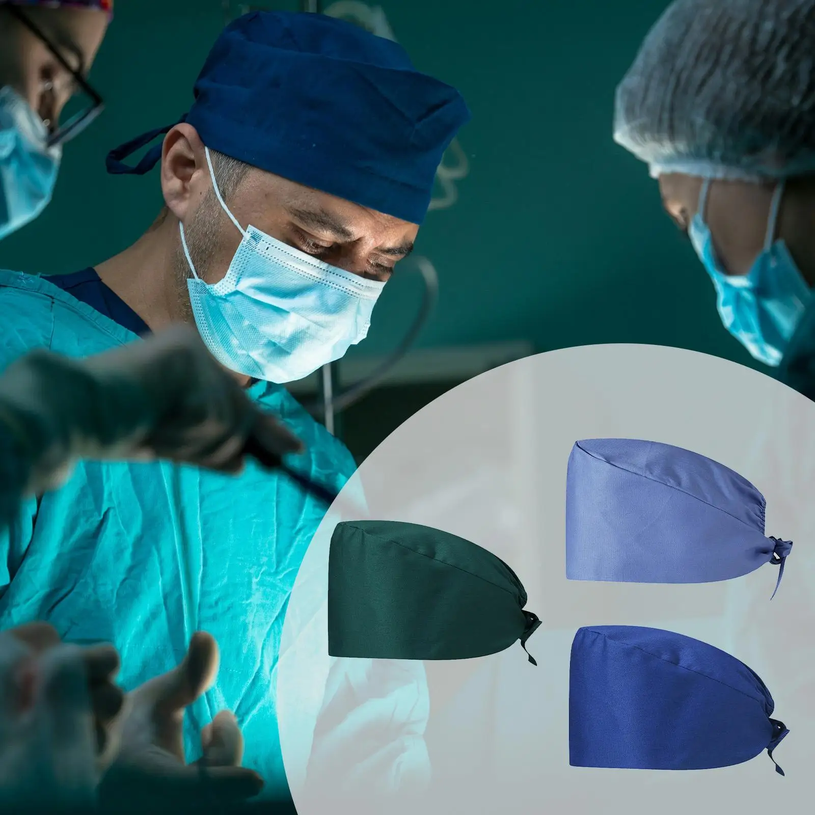 Nurse Cap Scrub Working Hat Button Sweatband Adjustable Headwear Lightweight Breathable Cloth Hair Cover Suitable for Gift
