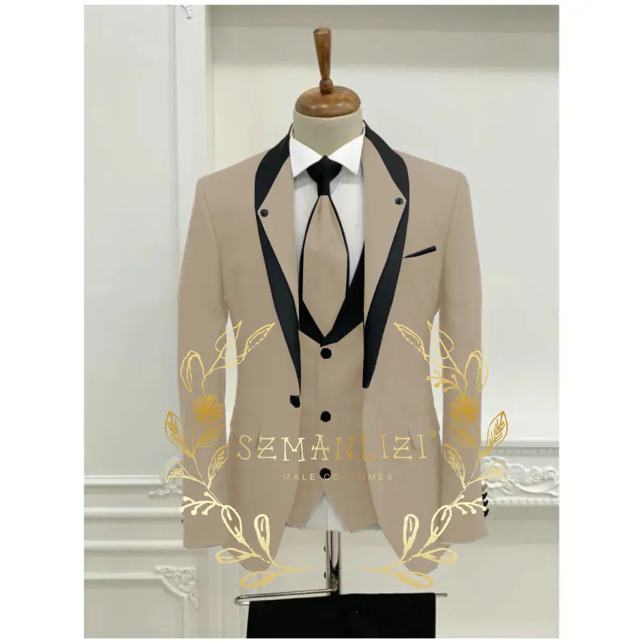 2025 White Men's Suit Groom Wedding Tuxedos Jacket Pants Vest 3-piece Set Slim Fit Male Party Groomsmen Formal Best Man Blazer