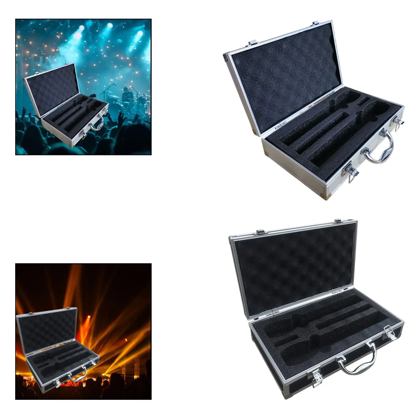 Protective Microphone Carrying Case Hardshell Aluminum Organizer Box Dustproof Shockproof for Live Streaming Broadcasting