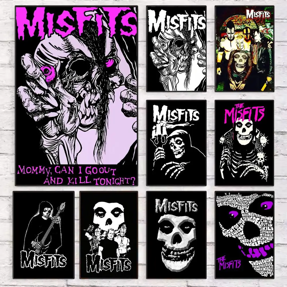 

M-Misfits Hot Horror Punk Rock Poster Wall Art Sticky for Living Room Bedroom Office Hallway Bar Home Decor Gift Idea