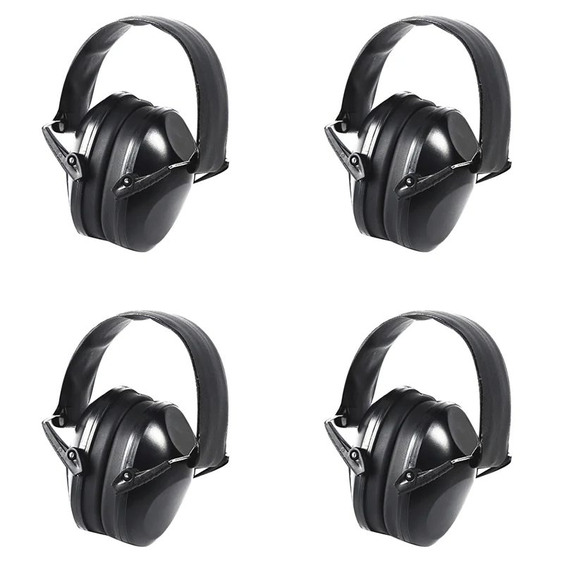 【BRILLIANT 】4X أغطية أذن بخاصية إلغاء الضوضاء للأطفال والكبار - أغطية أذن لاسلكية قابلة للتعديل لحماية السمع في مكان العمل باللون الأسود