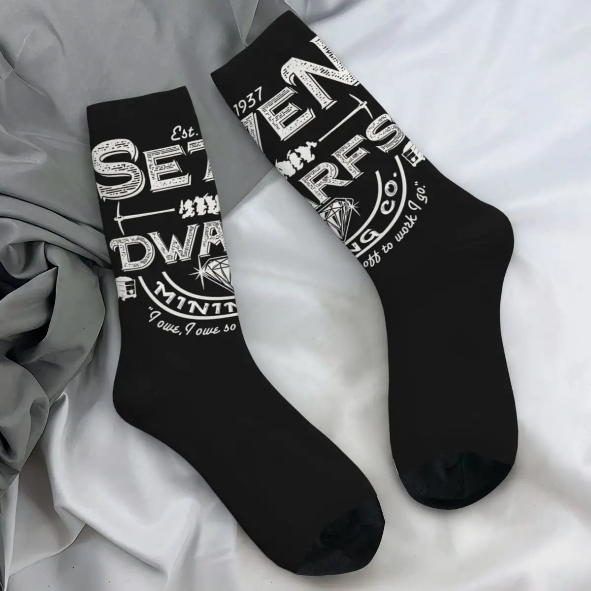 The Seven Dwarfs Stockings Mining Company Printed Funny Socks Winter Non Skid Socks Unisex Men Outdoor Sports Medium Soft Socks